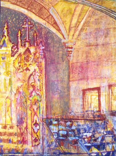 Shrine, St Patrick's Cathedral (sold);
Oil Pastel/Paper, 2015;
24 x 18 in. Shrine, St Patrick's Cathedral (sold);
Oil Pastel/Paper, 2015;
24 x 18 in.